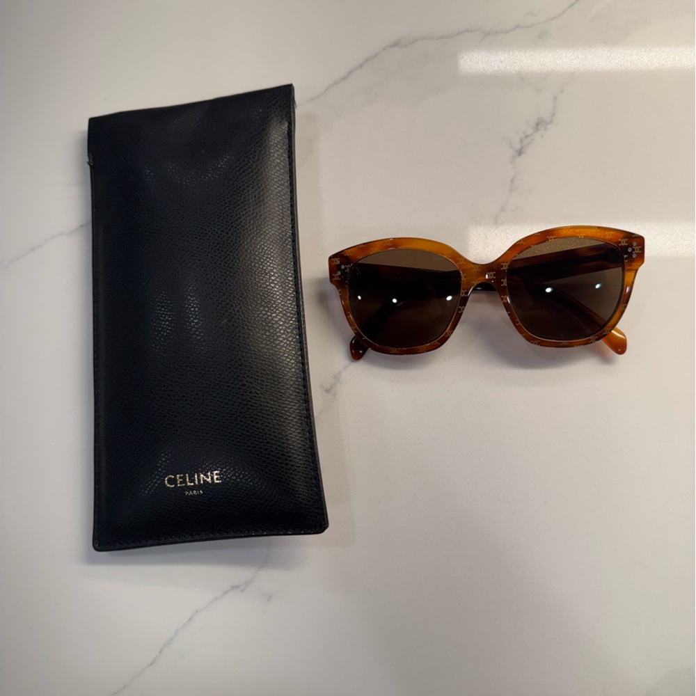 Celine Triomphe Monogram Brown Sunglasses and Black Pouch